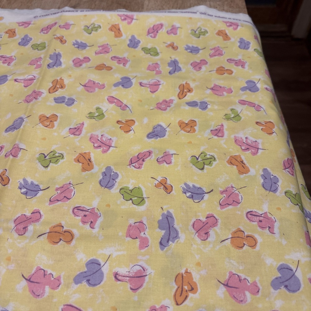 Pamela Ferrari Concord Fabrics Pastel Yellow Floral Cotton Duck 1.5 Yards 54in